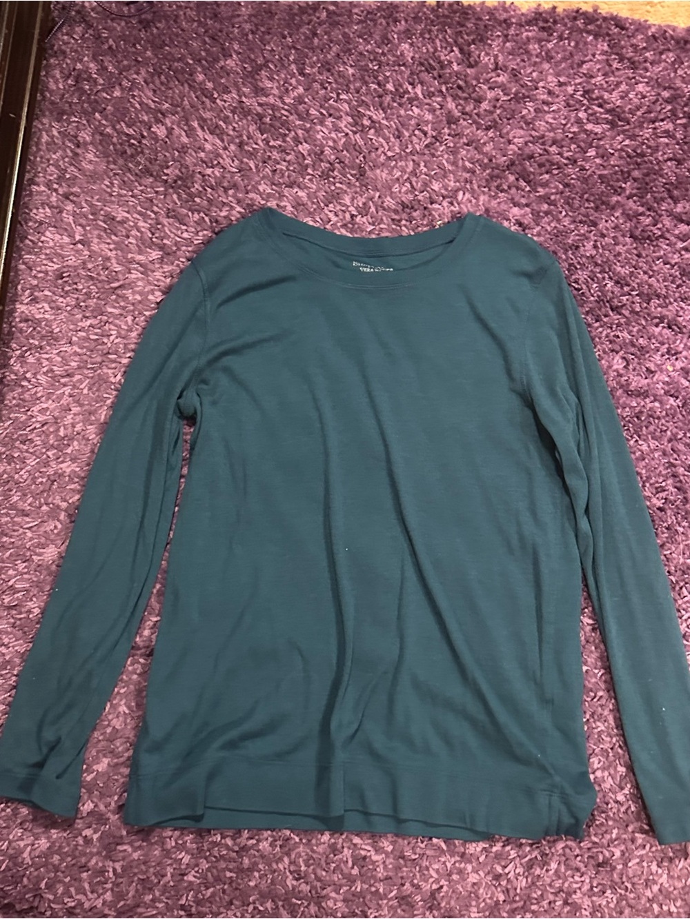 Simply Vera Vera Wang Dark Teal Ribbed Crewneck Top Size XL